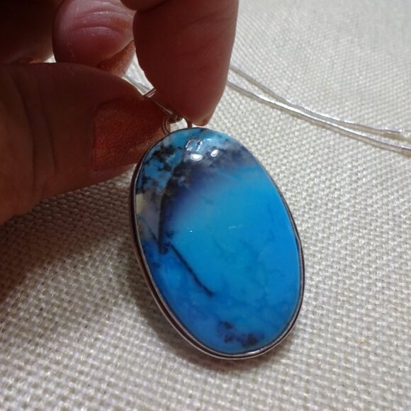 Beautiful DENDRITE OPAL Handmade Sterling 925 Pendant/Chain #317C - Picture 2 of 3